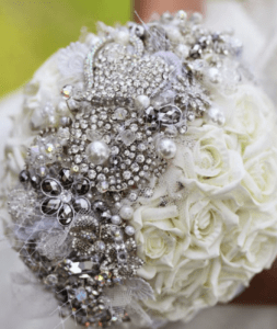 bridal bouquet with jewlery