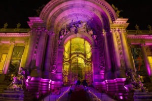 Petit Palais grand entrance lit up for a corporate party