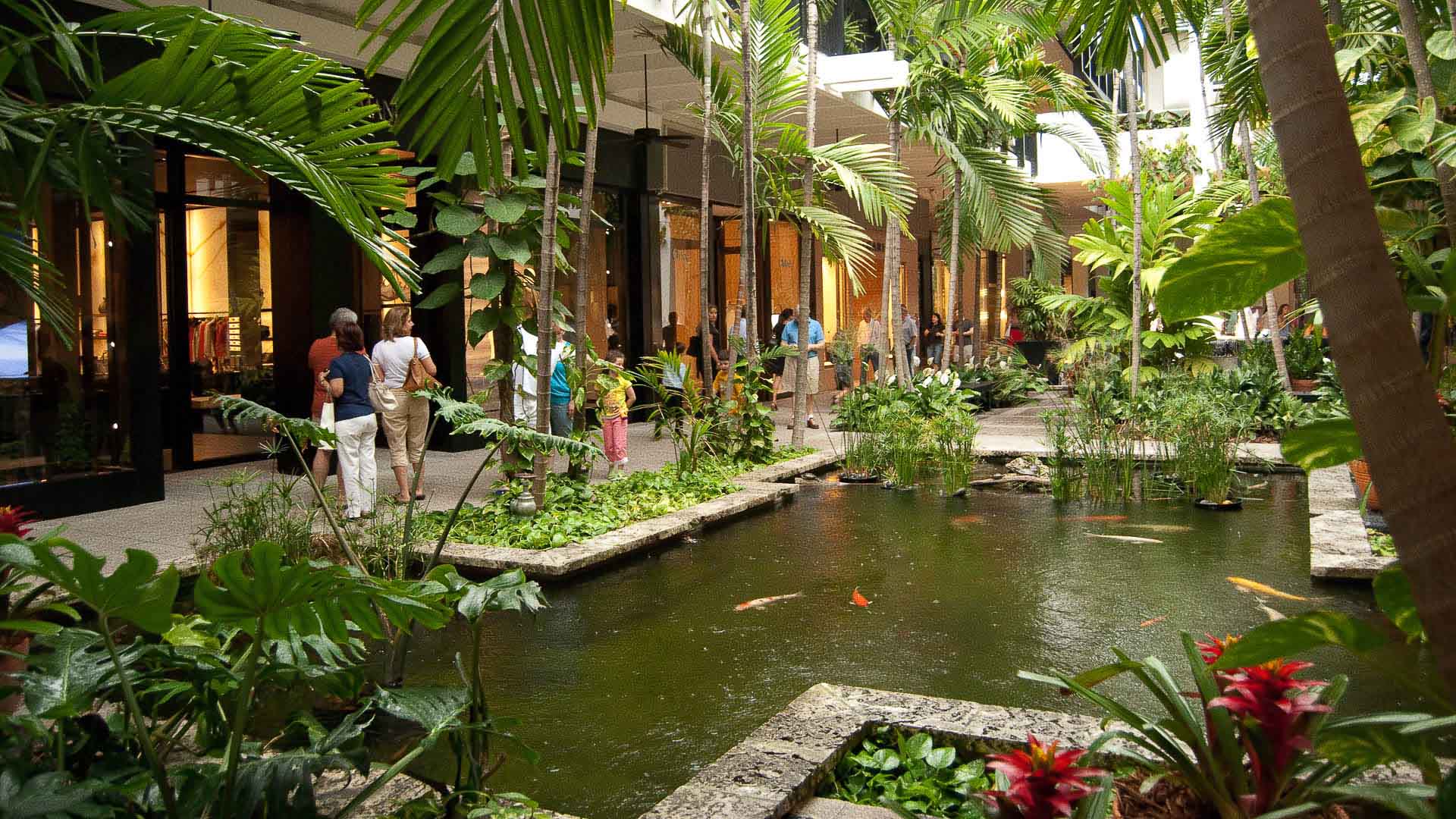 Bal Harbour, interior tropical fish pond, luxury retail