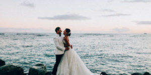 Couple in a private island wedding