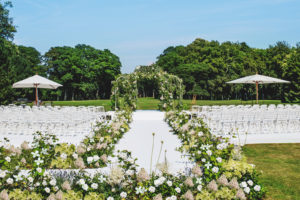 floral ceremony décor for french destination wedding