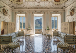 Living room of Villa Pliana one of the most sought after Lake Como wedding locations