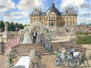 live painter Château de Vaux-le-Vicomte wedding