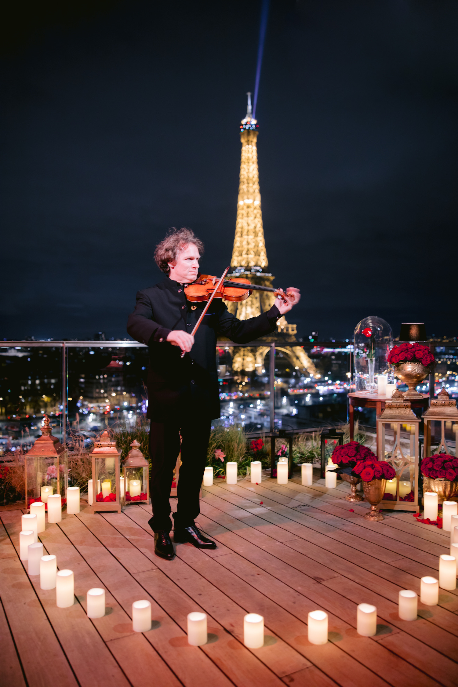 violinist for paris proposal at the shangri-la hotel
