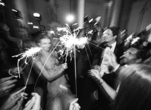 sparklers on wedding dance floor